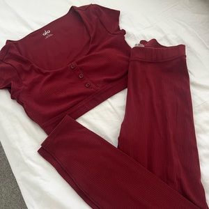 Ribbed Blissful Henley Bra and Legging Set